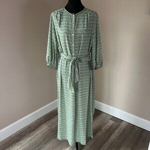 Max Studio - Long Sleeve Button Front Maxi Dress - Green - Size XL